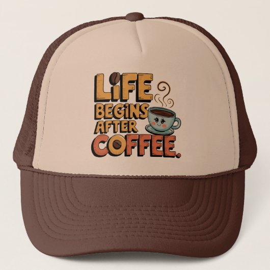 Casquette Café en lettrage rétro cool (Devant)