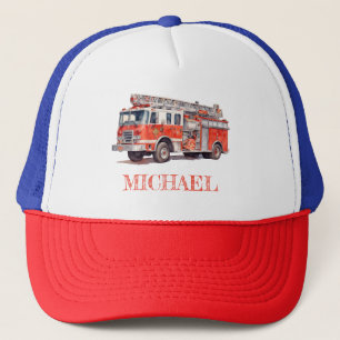 Casquette Camion de feu rouge moderne Nom personnalisé