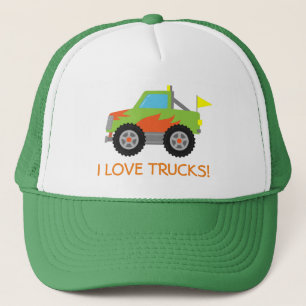 Casquette Camion Monstre Vert de Course Mignon pour Garçons
