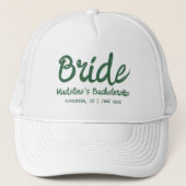 Casquette Camp Bachelorette Écriture main verte (Devant)