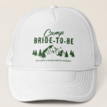 Casquette Camp Bachelorette Mariée<br><div class="desc">Joli casquette bachelorette camping pour la future mariée avec un dessin d'un camping avec montagnes,  arbres,  lune,  et un modèle texte facile à personnaliser.</div>