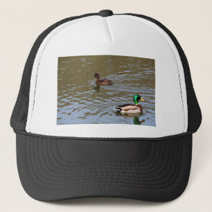 Casquette Canard colvert et canard touffu sur une rivière