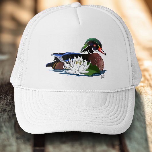 Casquette Canard en bois coloré nénuphar faune bleu