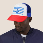 Casquette Capitaine, Ancre et bleu blanc (En situation)
