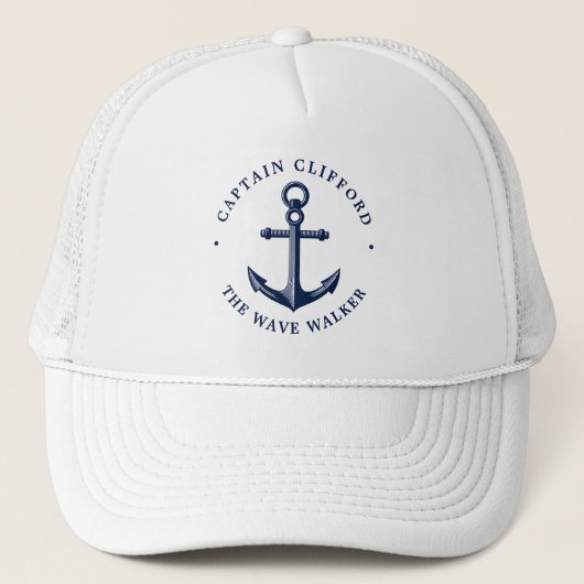 Casquette Capitaine de bateau | Ancre Nom personnalisé (Devant)