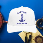 Casquette Capitaine de la corde d'Ancre nautique vintage<br><div class="desc">Vintage nautique Ancre corde Nom du capitaine Design pour les amateurs de bateaux.</div>