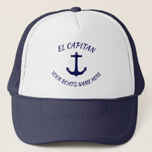 Casquette Capitaine El Capitan Blue Anchor avec nom du batea
