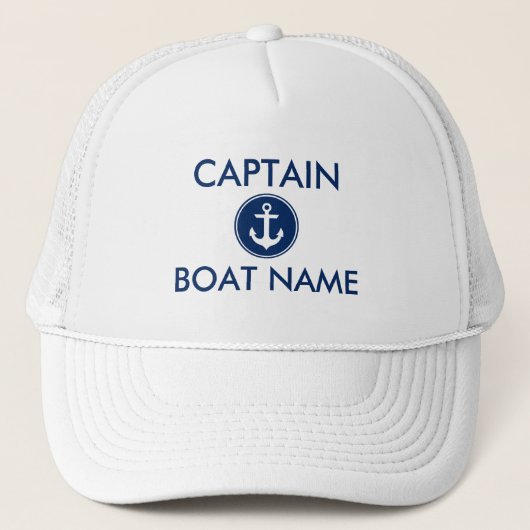 Casquette Capitaine nautique de nom de bateau d'Ancre de (Devant)