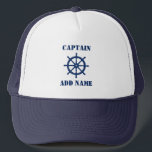 Casquette Capitaine ou nom de bateau Navires Roue<br><div class="desc">Bateaux nautiques Roue avec capitaine ou Casquette de nom de bateau personnalisé.</div>