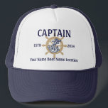 Casquette Capitaine personnalisée Premier capitaine Mate Ski<br><div class="desc">Un décor de roue de style nautique personnalisé pour un casquette de camionneurs décontractés sur mesure pour vous-même ou pour quelqu'un de spécial sur votre liste à profiter. Voici une sélection de casquettes de baseball brodés de style marin sur mesure que vous pouvez personnaliser facilement. Utilisez le lien "Demandez à...</div>