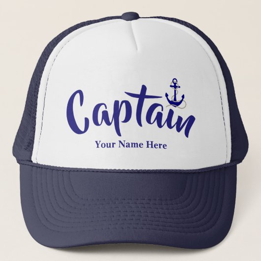 Casquette Capitaines nautiques d'ancre de nom fait sur (Devant)