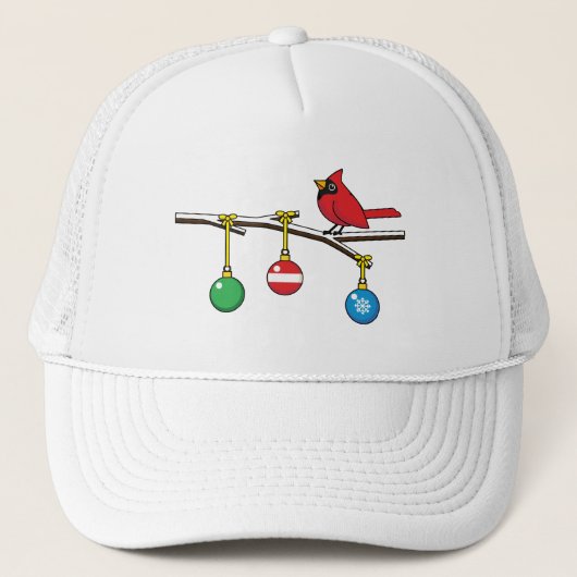 Casquette Cardinal Rouge à Noël Branche nu (Devant)