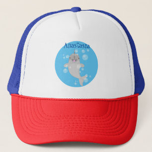 Casquette Caricature de bulles de narval joyeux