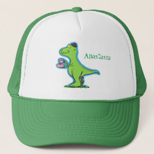 Casquette Caricature de dinosaure vert t rex