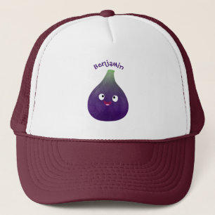 Casquette Caricature de fruits mauve joyeux aux figues
