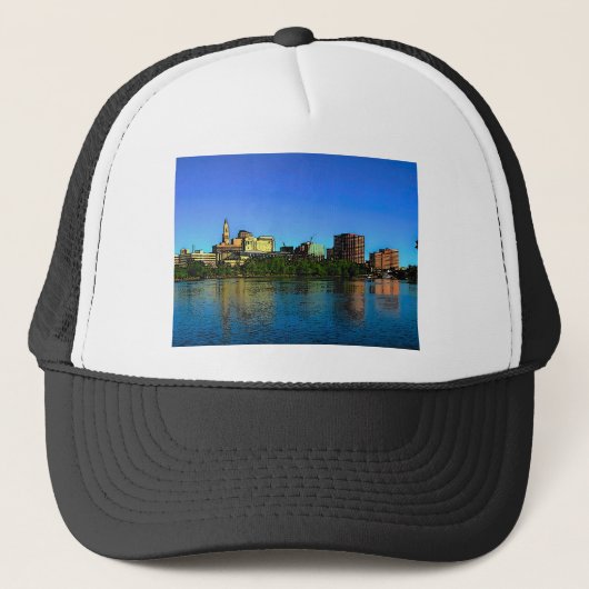 Casquette Caricature de Hartford Connecticut Skyline (Devant)