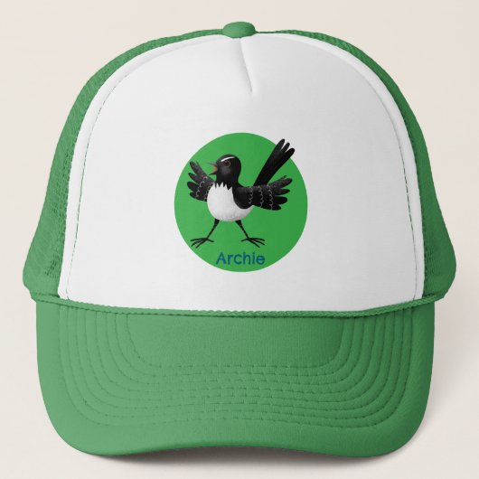 Casquette Caricature de Willie Wagtail australienne personna (Devant)
