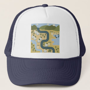 Casquette Caricature élégante paysage carte de voyage