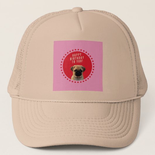 Casquette Carlin mignon Chien Chien Heureux Anniversaire Chi (Devant)