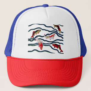 Casquette Carpe de natation colorée Art déco décoration mari