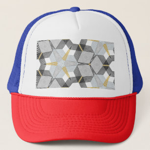 Casquette Carré hexagone coloré : kaléidoscope géométrique.