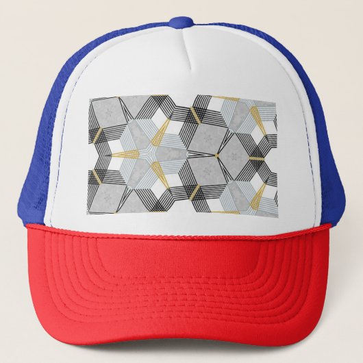 Casquette Carré hexagone coloré : kaléidoscope géométrique. (Devant)