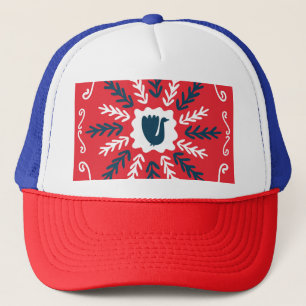 Casquette Carrelage de Noël Folk Doodle Art