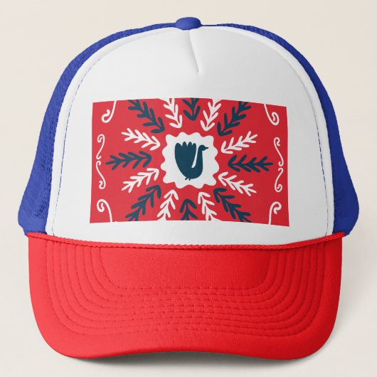 Casquette Carrelage de Noël Folk Doodle Art (Devant)