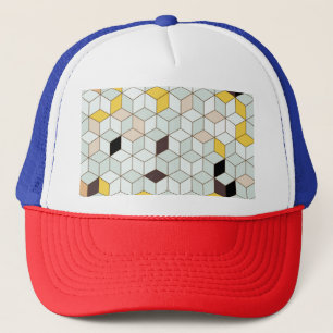 Casquette Carrelage vintage, motif blanc noir géométrique.
