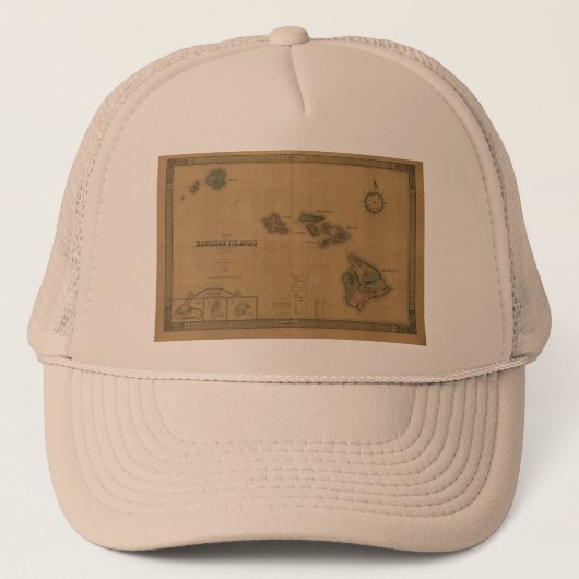 Casquette Carte 1876 - îles d'Hawaï de cru hawaïennes (Devant)