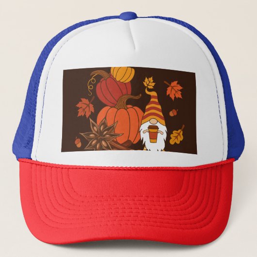 Casquette Carte Citrouille Gnome d'automne (Devant)