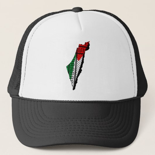 Casquette Carte de Palestine avec drapeau et Motif Keffiyeg (Devant)