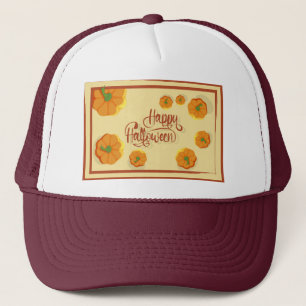 Casquette Carte de voeux encadrée Happy Halloween typographi