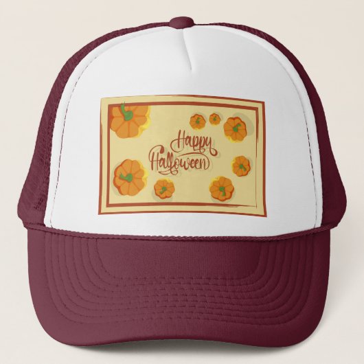 Casquette Carte de voeux encadrée Happy Halloween typographi (Devant)