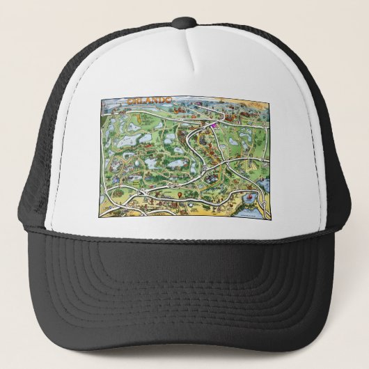 Casquette Carte du dessin animé Orlando Florida (Devant)
