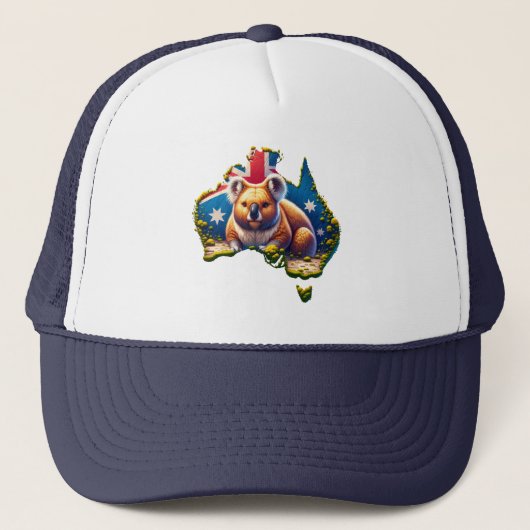 Casquette Carte du drapeau australien Koala Bear (Devant)