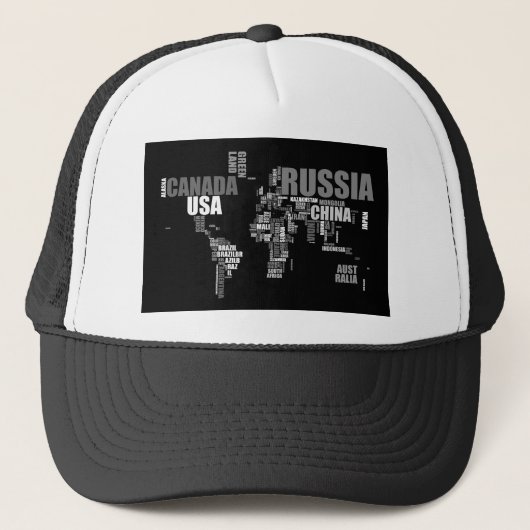Casquette Carte du monde en mots (Devant)