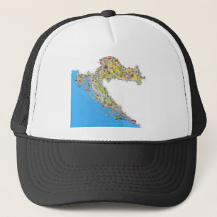 Casquette Carte touristique de la Croatie, mapa de