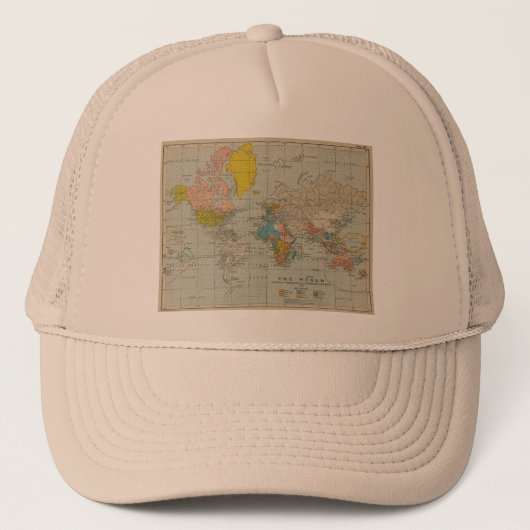 Casquette Carte vintage 1910 du monde (Devant)