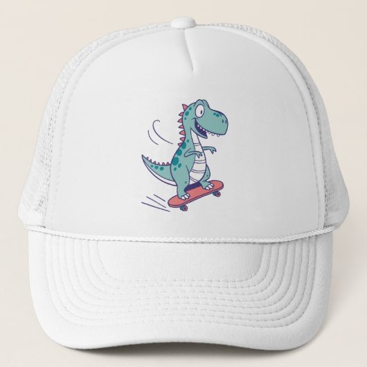 Casquette Cartoon cool T-Rex sur skateboard (Devant)