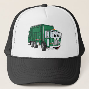 Casquette Cartoon vert souriant pour camion à ordures