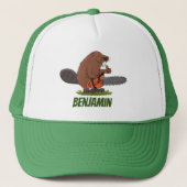 Casquette Castor à la tronçonneuse humoriste dessin animé (Devant)