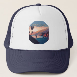 Casquette Catalina Island California Boats Sunset Retro