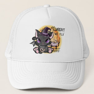 Casquette Ce soir, nous volons - Chat Sorcière Noire