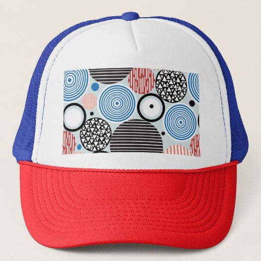 Casquette Cercles multicolores, design motif graphique. (Devant)