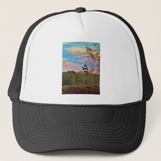 Casquette Cerf avec ciel bleu rose (Devant)