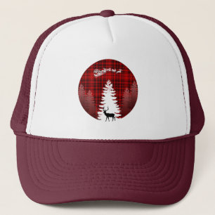 Casquette cerf de noël arbre de noël carreaux rouges à carre
