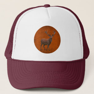 Casquette cerf vintage en pleine nature orange