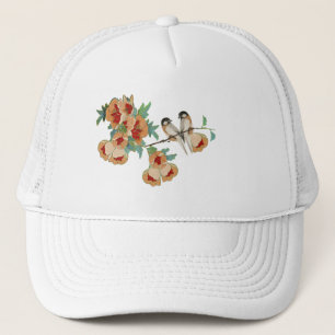 Casquette Cerisier Fleur Vintage Amour Oiseaux Peach Mint