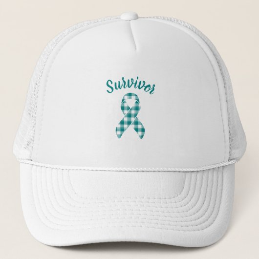 Casquette Cervical Cancer Awareness Plaid Teal Survivor (Devant)